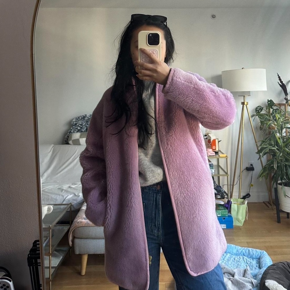 J. Crew Women's Pink/Purple Sherpa Coat XS - Picture 2 of 4
